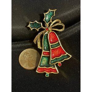 Vintage Beatrix Christmas Bells Brooch Signed